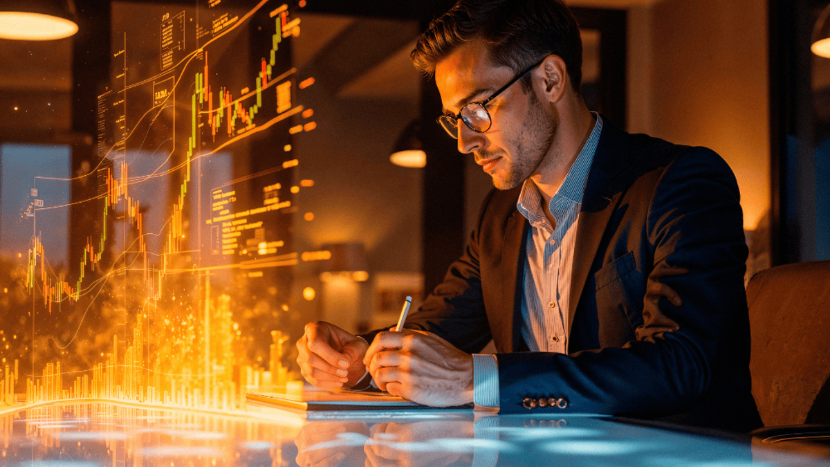 Gráfico ilustrativo com tendências de investimento e oportunidades do mercado financeiro em 2025